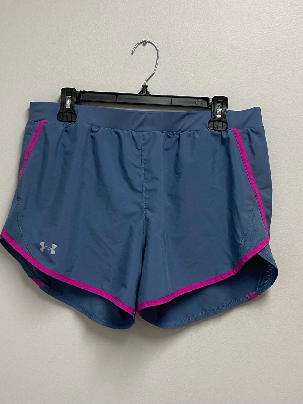 Under Armour Women's Blue Running Shorts with Pink Trim large